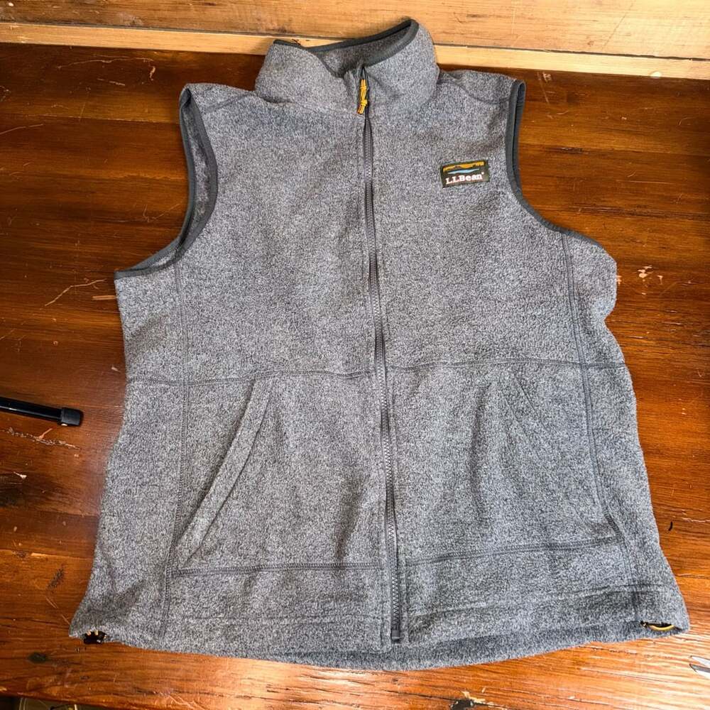 L.L.Bean Men's Bean's Sweater Fleece Vest Gray Medium Regular Full Zip